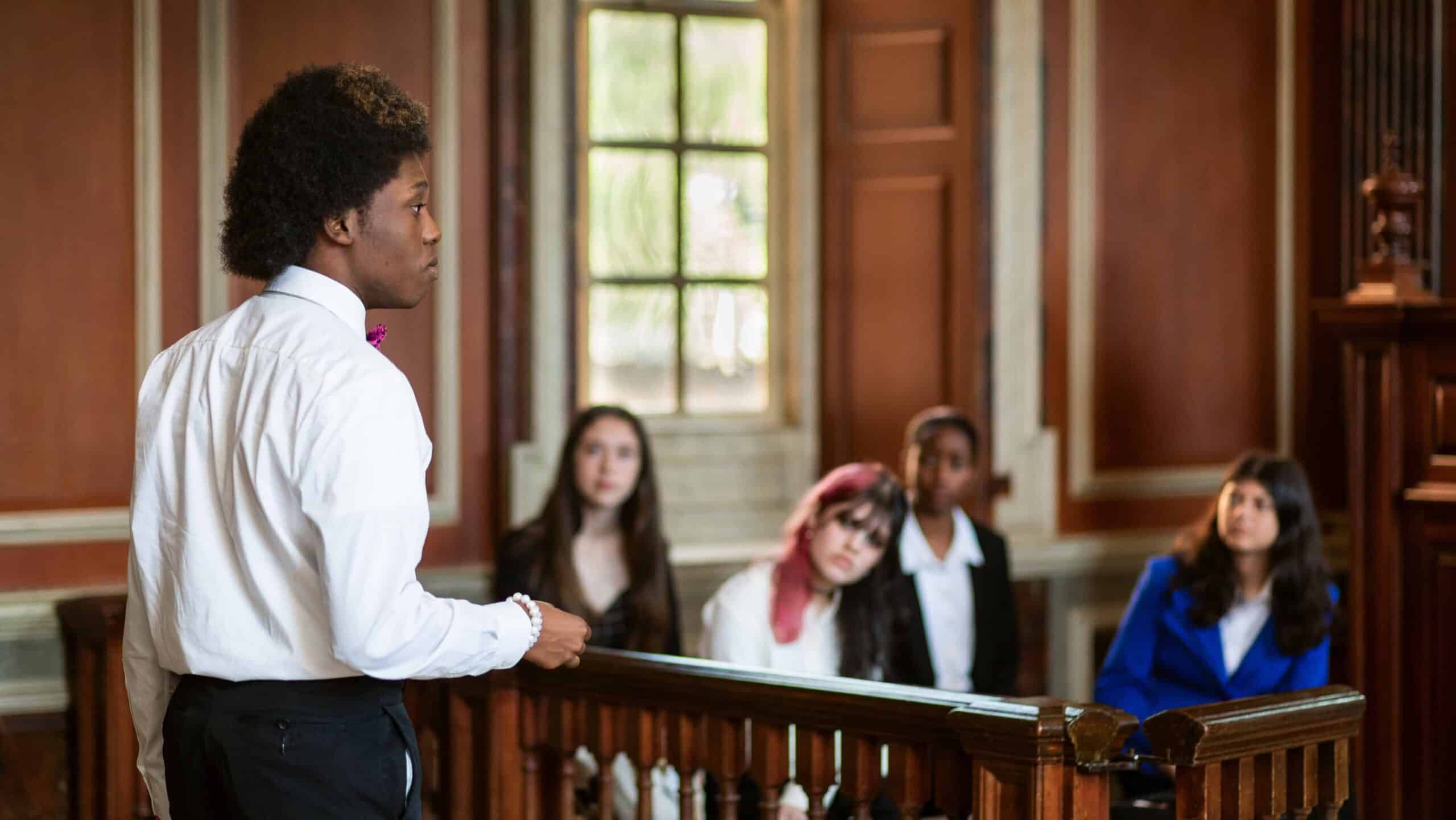 Student performs a speech at Revolutionary Rhetoric speech and debate tournament in Williamsburg, Virginia