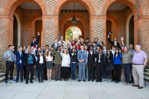 Students and coaches at the Revolutionary Rhetoric speech and debate tournament in Williamsburg, Virginia